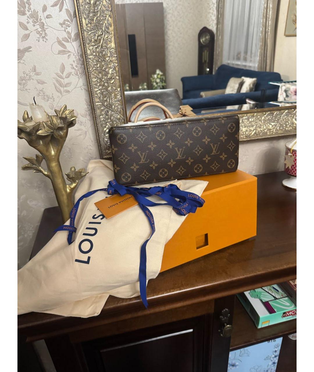 LOUIS VUITTON Коричневая кожаная сумка тоут, фото 4
