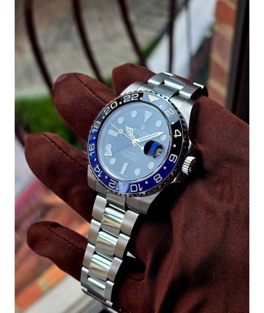 ROLEX Черные часы из желтого золота, фото 3