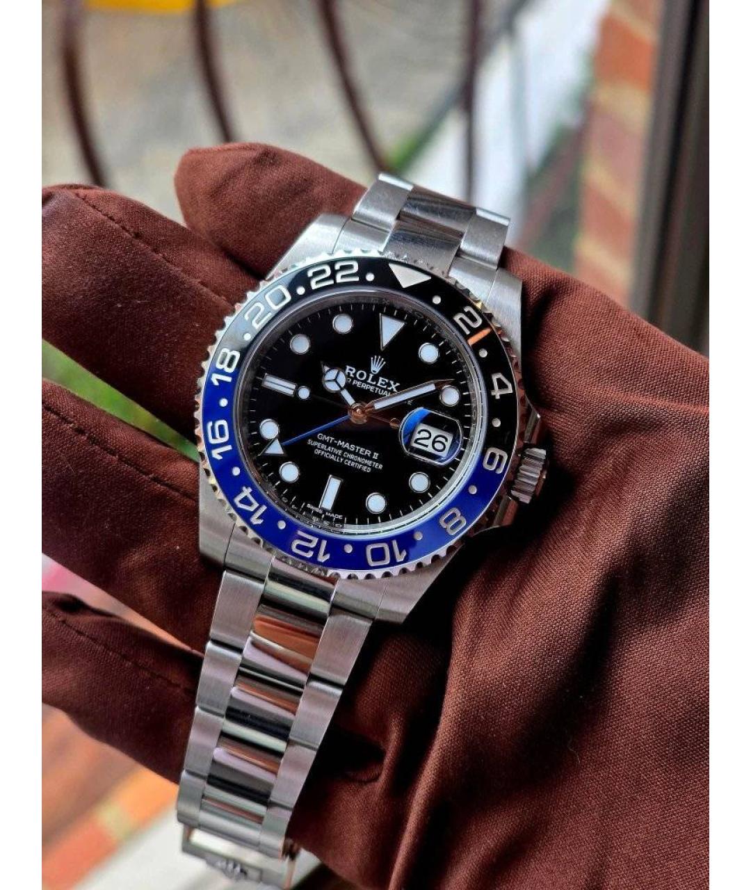 ROLEX Черные часы из желтого золота, фото 2