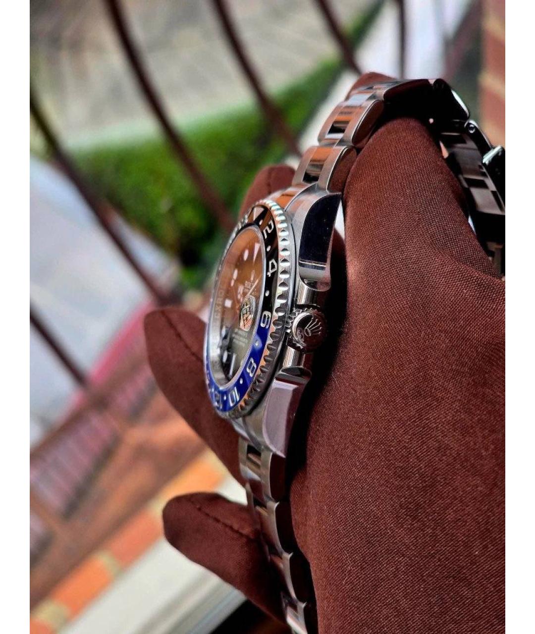 ROLEX Черные часы из желтого золота, фото 4