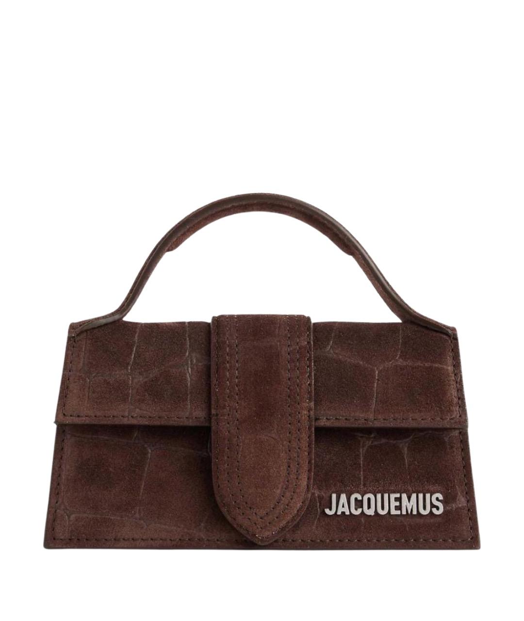 JACQUEMUS Коричневая кожаная сумка с короткими ручками, фото 1