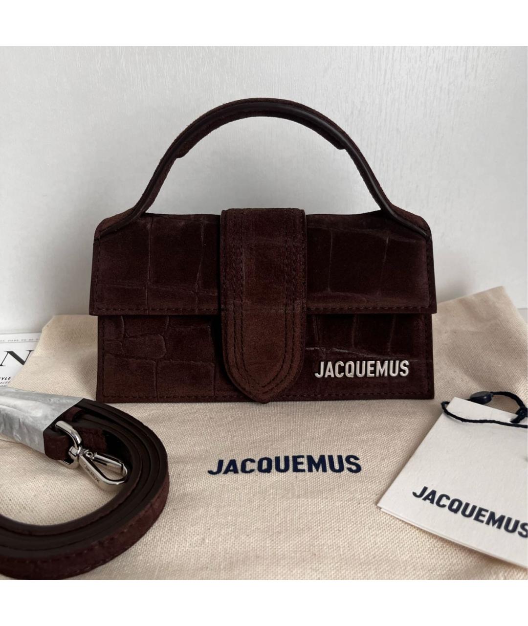 JACQUEMUS Коричневая кожаная сумка с короткими ручками, фото 7