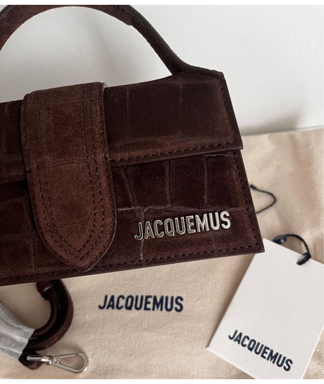 JACQUEMUS Коричневая кожаная сумка с короткими ручками, фото 5