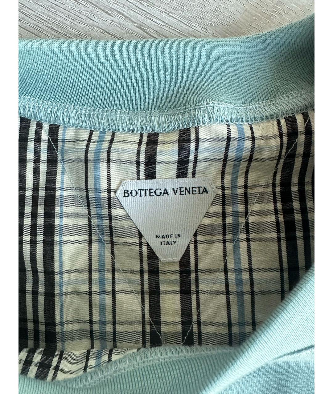 BOTTEGA VENETA Голубая хлопковая футболка, фото 3