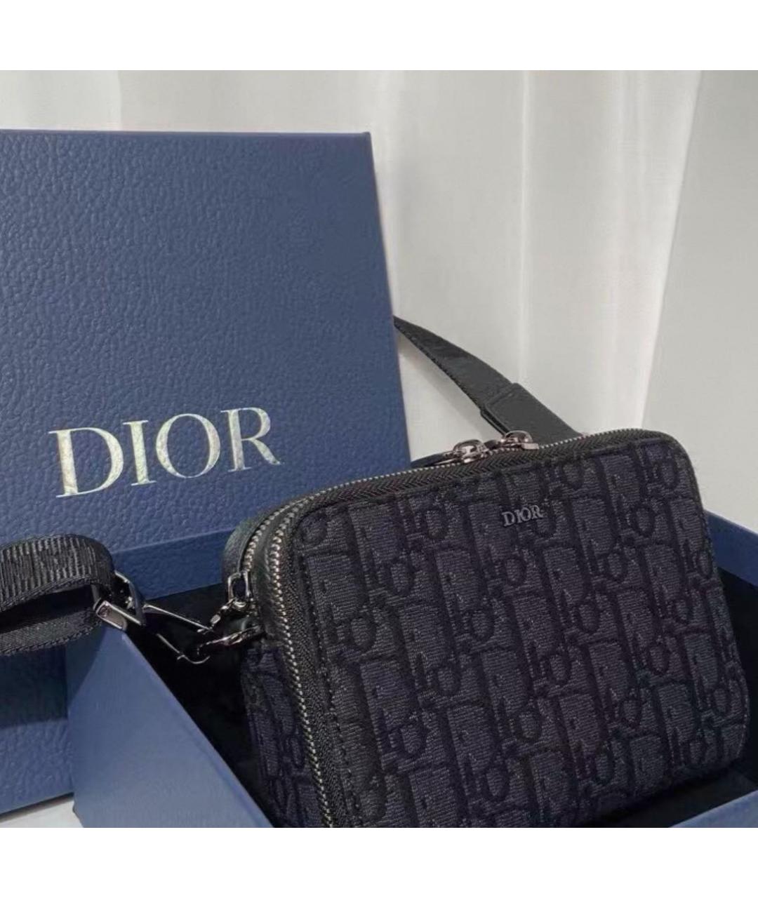CHRISTIAN DIOR Черная тканевая сумка на плечо, фото 4