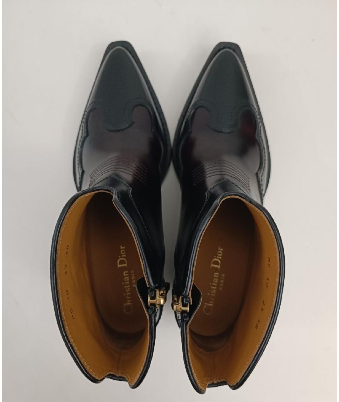 CHRISTIAN DIOR Бордовые кожаные полусапоги, фото 3