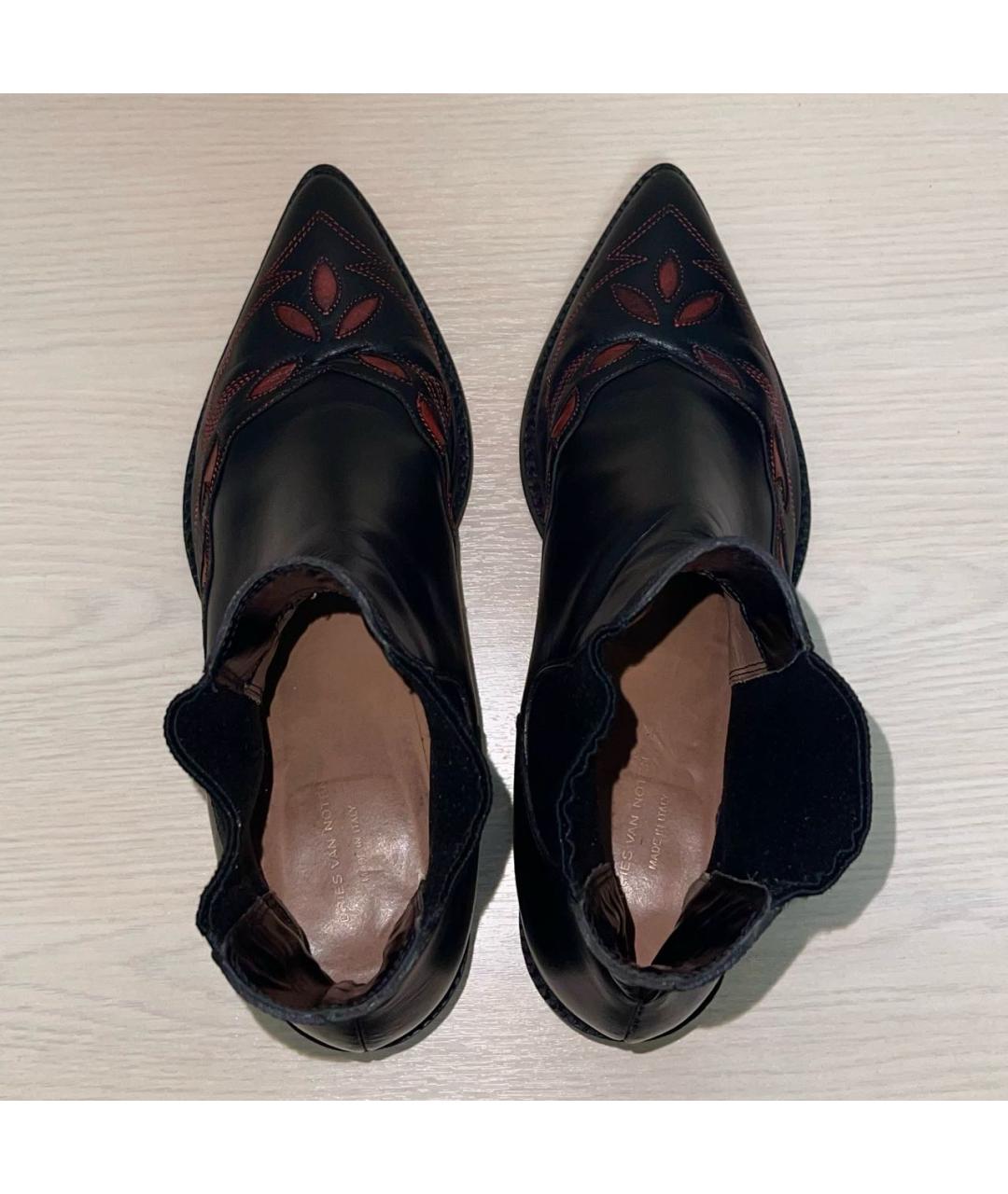 DRIES VAN NOTEN Черные кожаные ботинки, фото 3