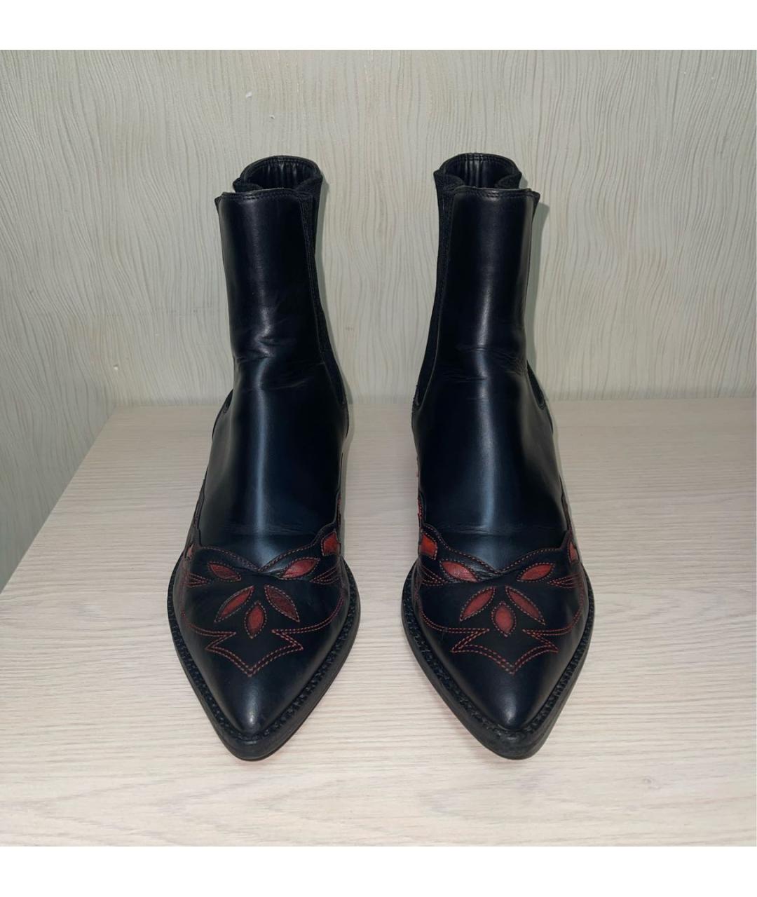 DRIES VAN NOTEN Черные кожаные ботинки, фото 2