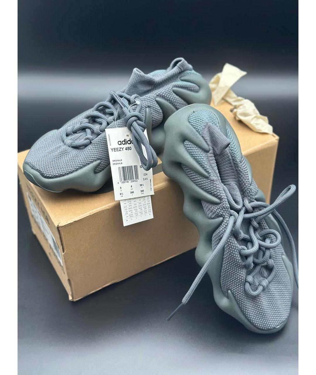 ADIDAS YEEZY Антрацитовые текстильные кроссовки, фото 7