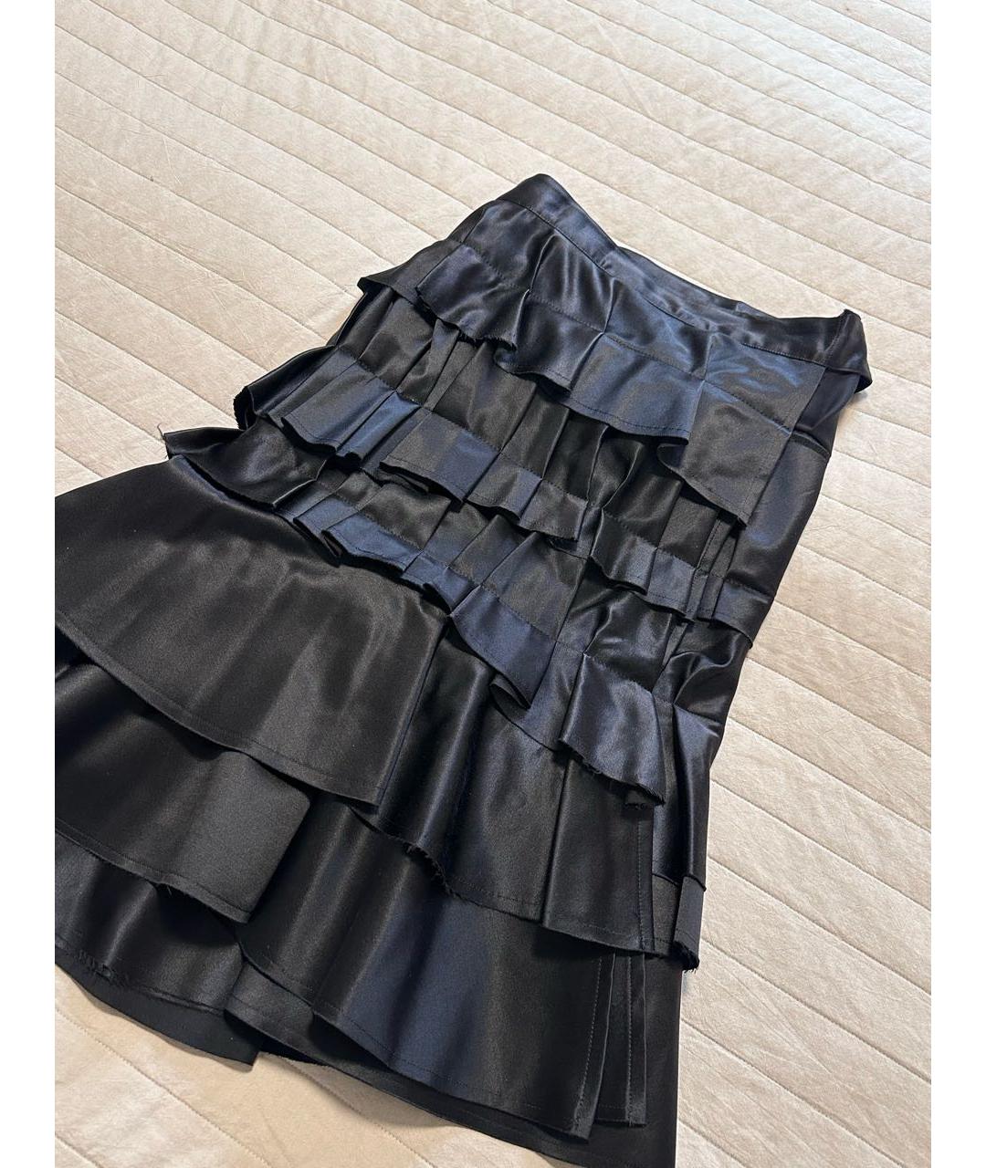 COMME DES GARÇONS Черная атласная юбка миди, фото 2