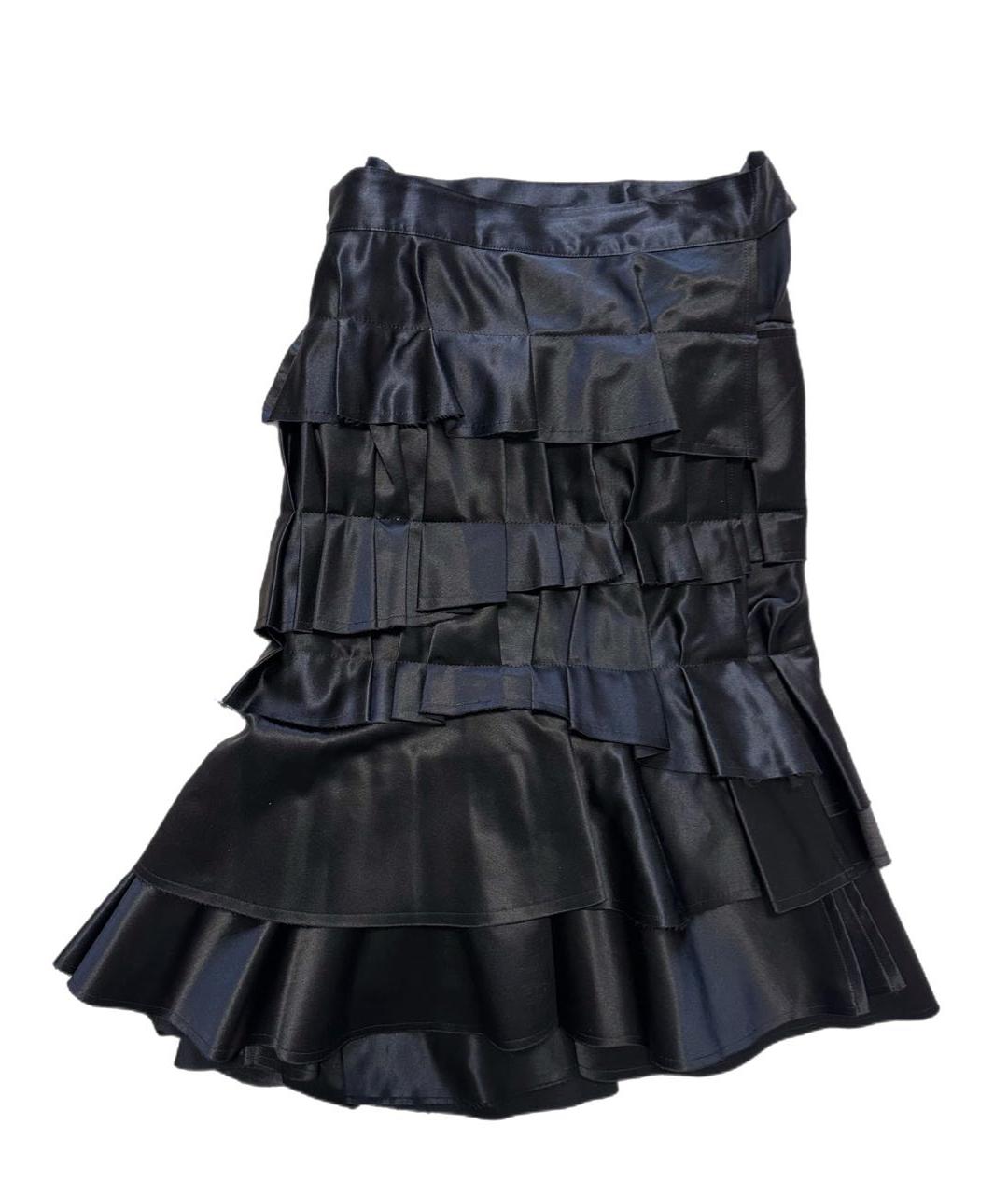 COMME DES GARÇONS Черная атласная юбка миди, фото 1
