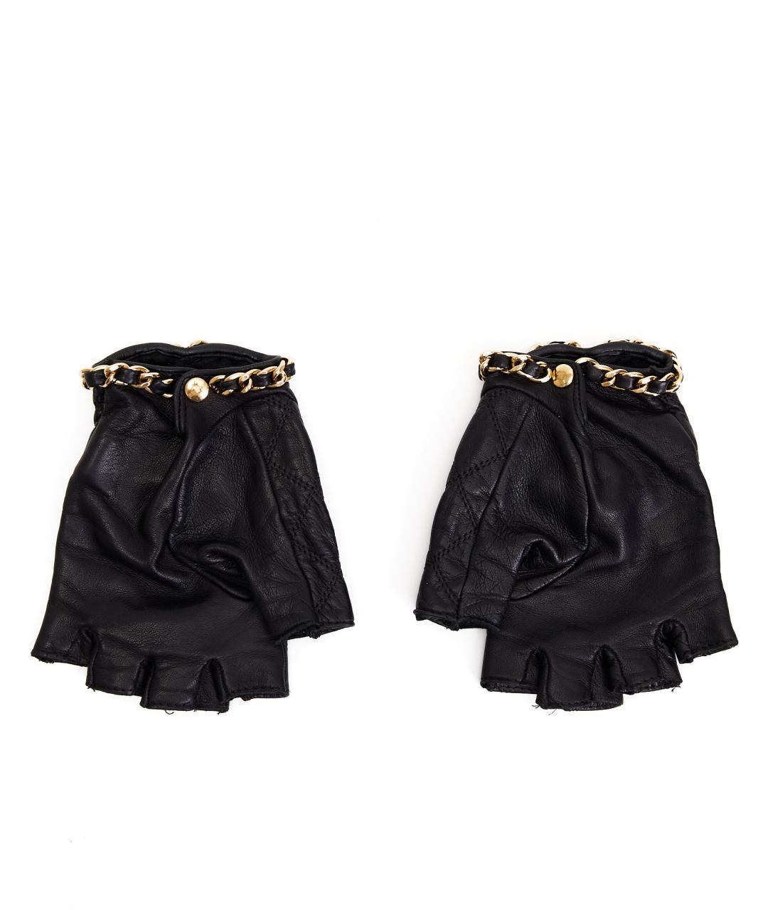 CHANEL Черные кожаные митенки, фото 2
