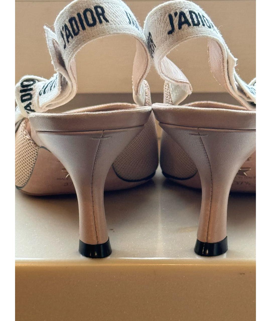 CHRISTIAN DIOR Бежевые текстильные лодочки на низком каблуке, фото 3