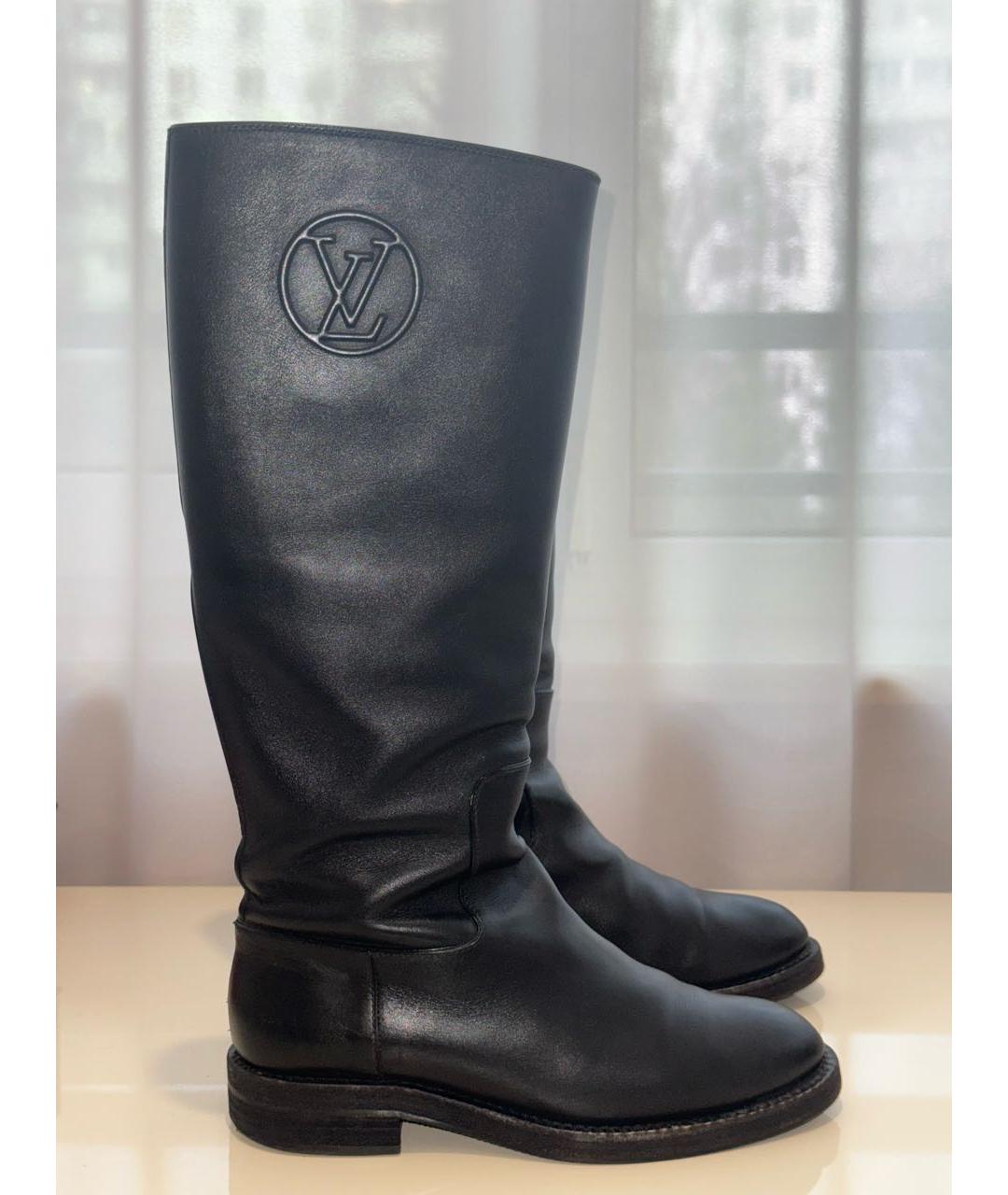 LOUIS VUITTON Черные кожаные сапоги, фото 5