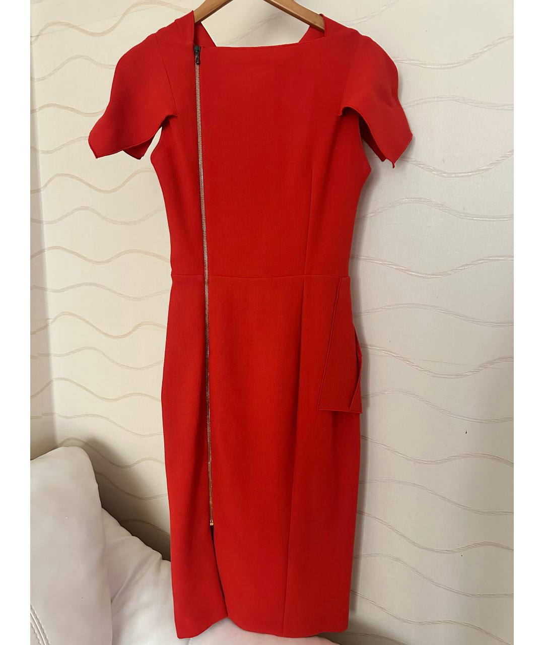 ROLAND MOURET Красное шерстяное коктейльное платье, фото 4