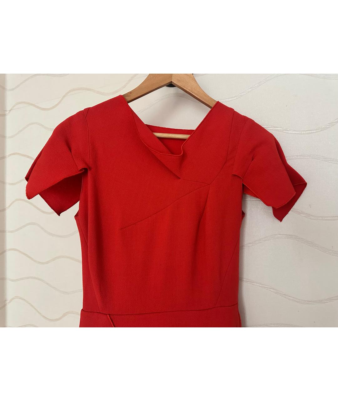 ROLAND MOURET Красное шерстяное коктейльное платье, фото 2