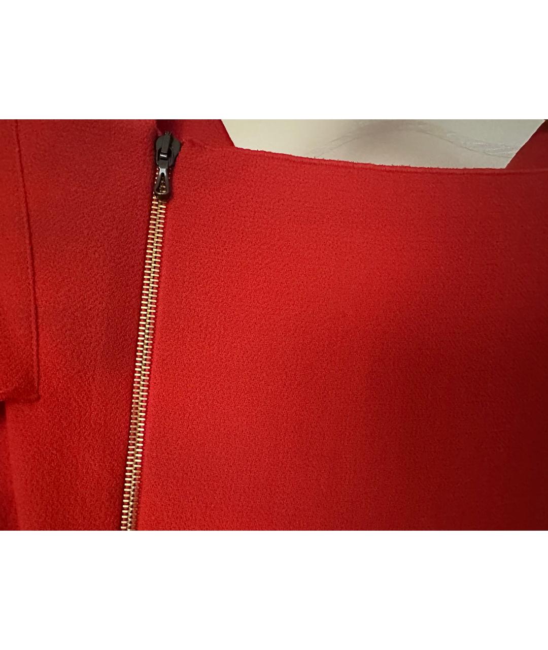 ROLAND MOURET Красное шерстяное коктейльное платье, фото 5