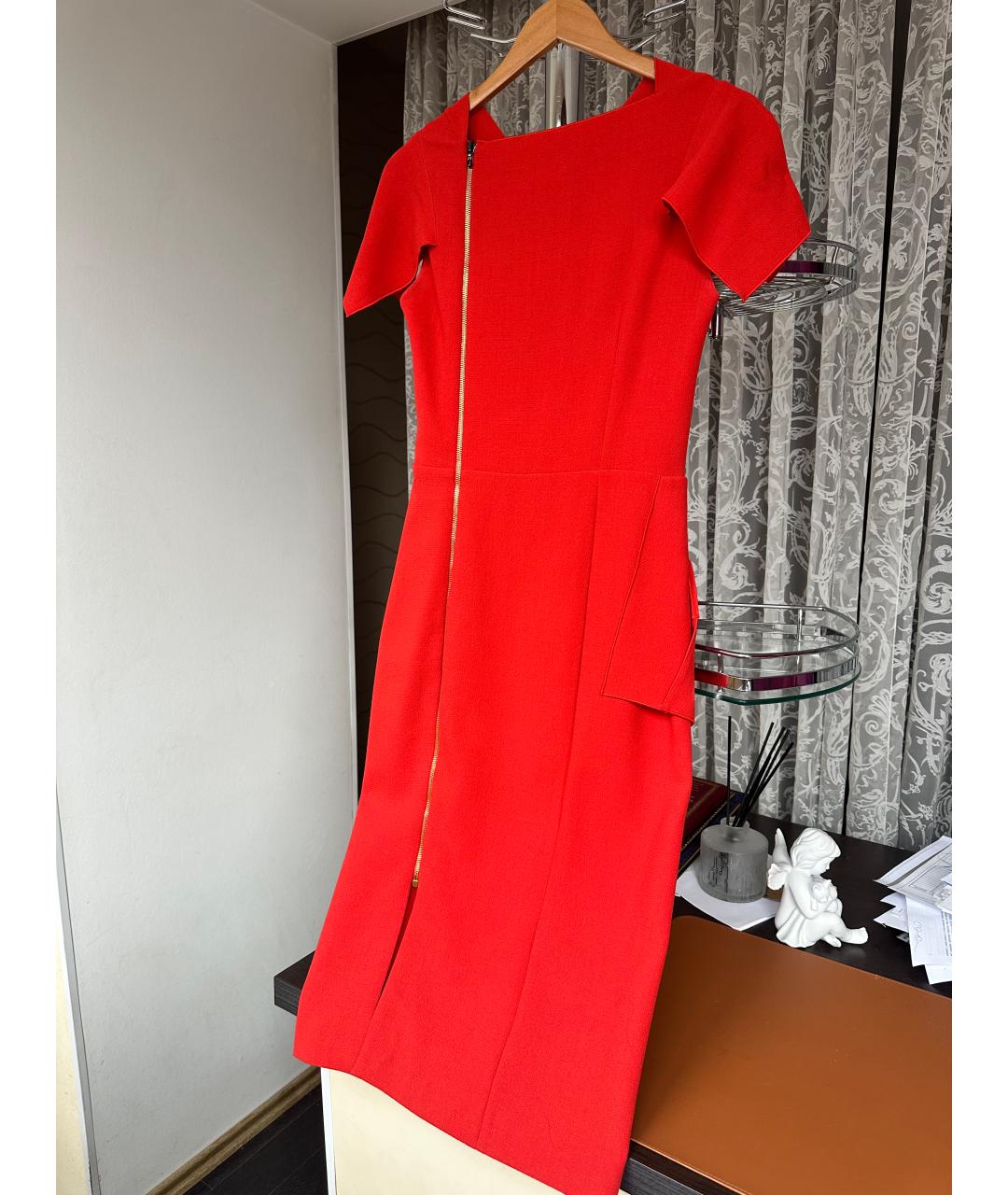 ROLAND MOURET Красное шерстяное коктейльное платье, фото 4