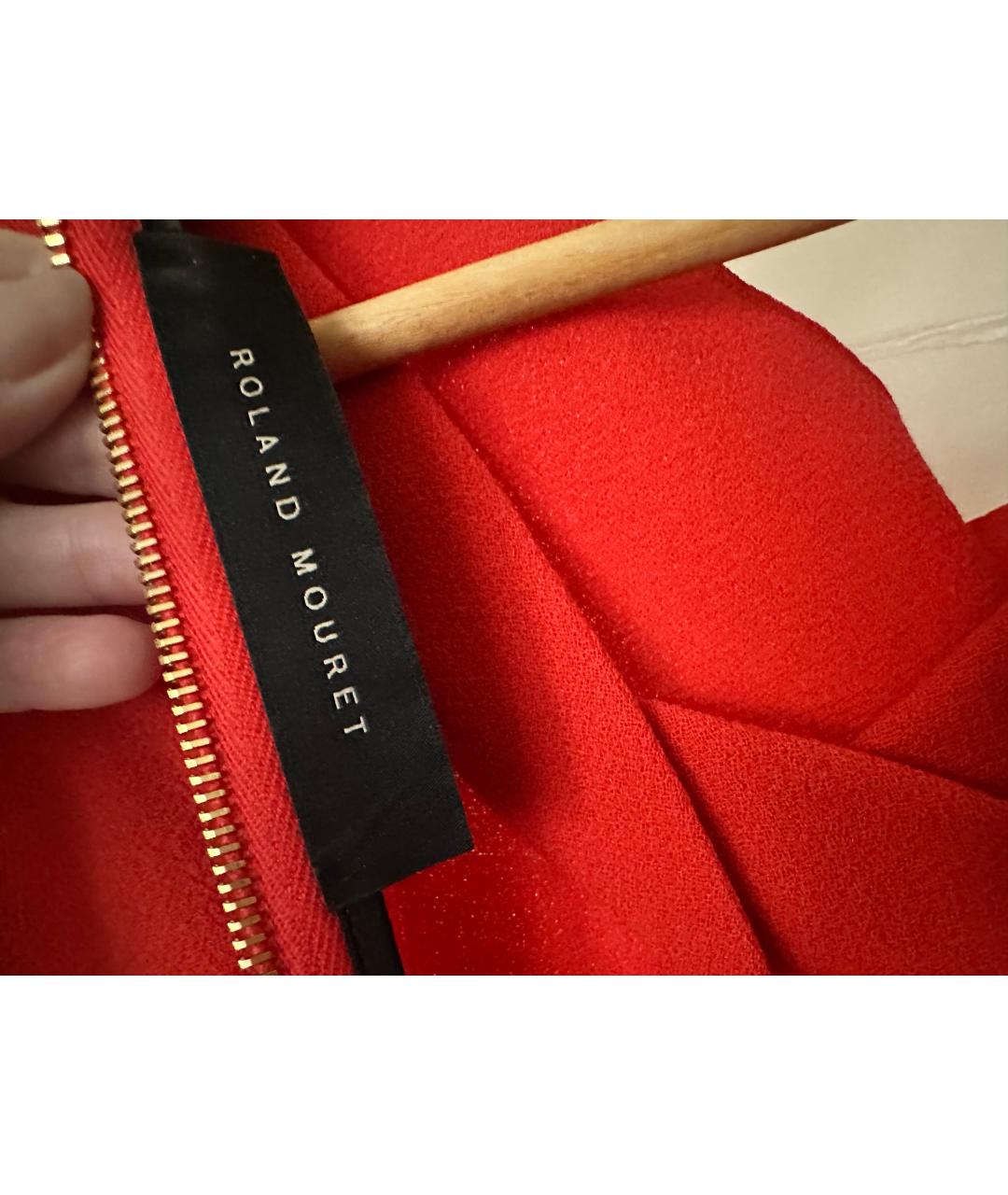 ROLAND MOURET Красное шерстяное коктейльное платье, фото 7