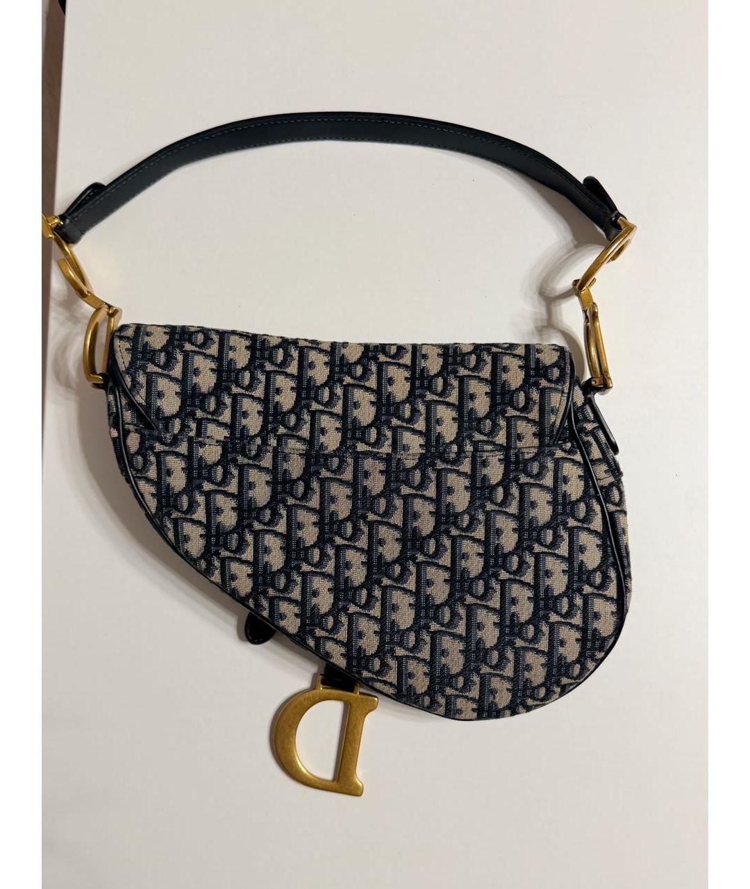 CHRISTIAN DIOR Синяя жаккардовая сумка с короткими ручками, фото 3