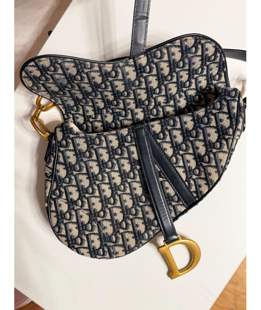 CHRISTIAN DIOR Синяя жаккардовая сумка с короткими ручками, фото 2