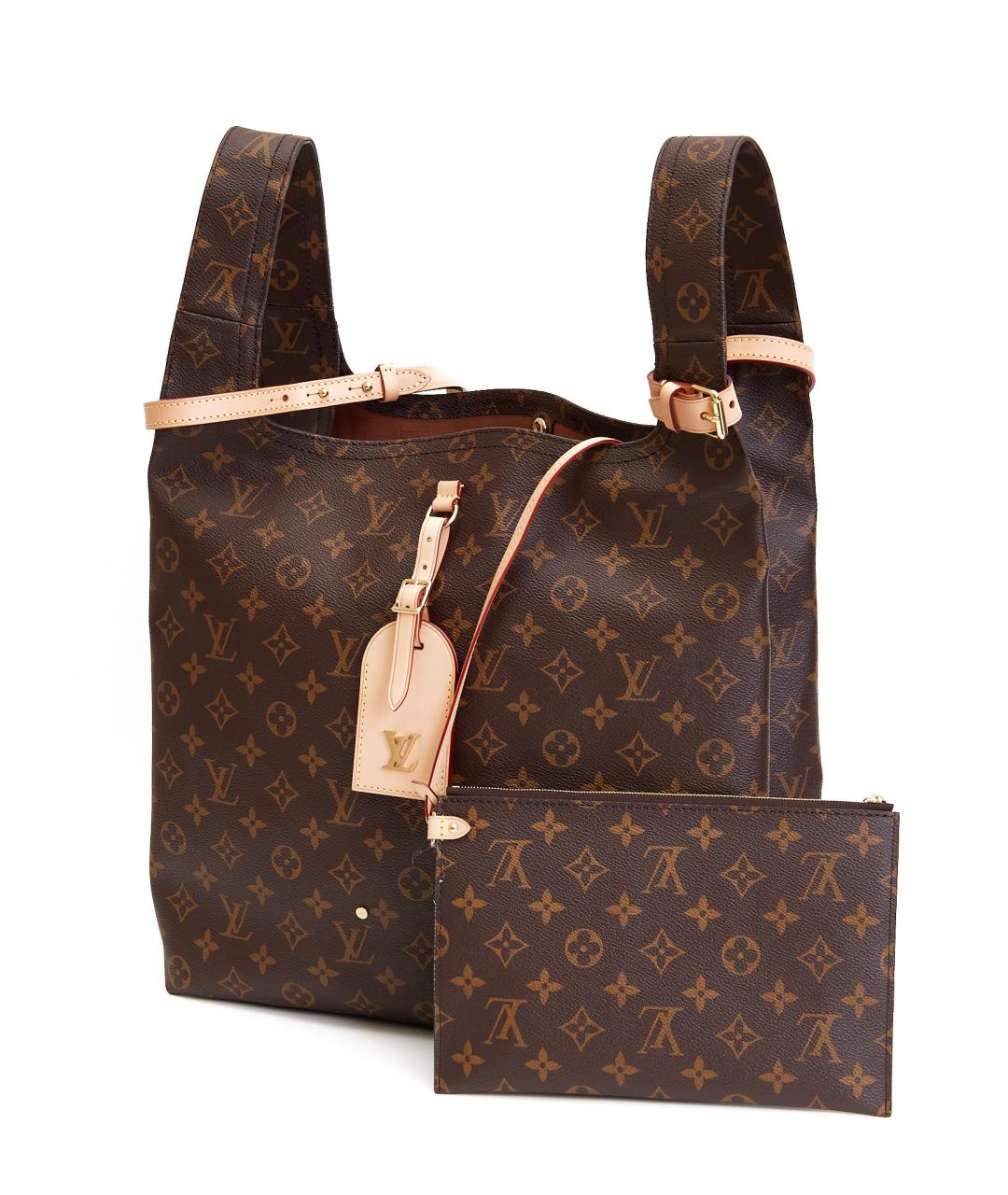 LOUIS VUITTON Коричневая кожаная сумка тоут, фото 3