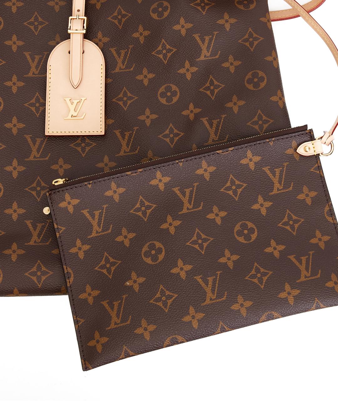 LOUIS VUITTON Коричневая кожаная сумка тоут, фото 4