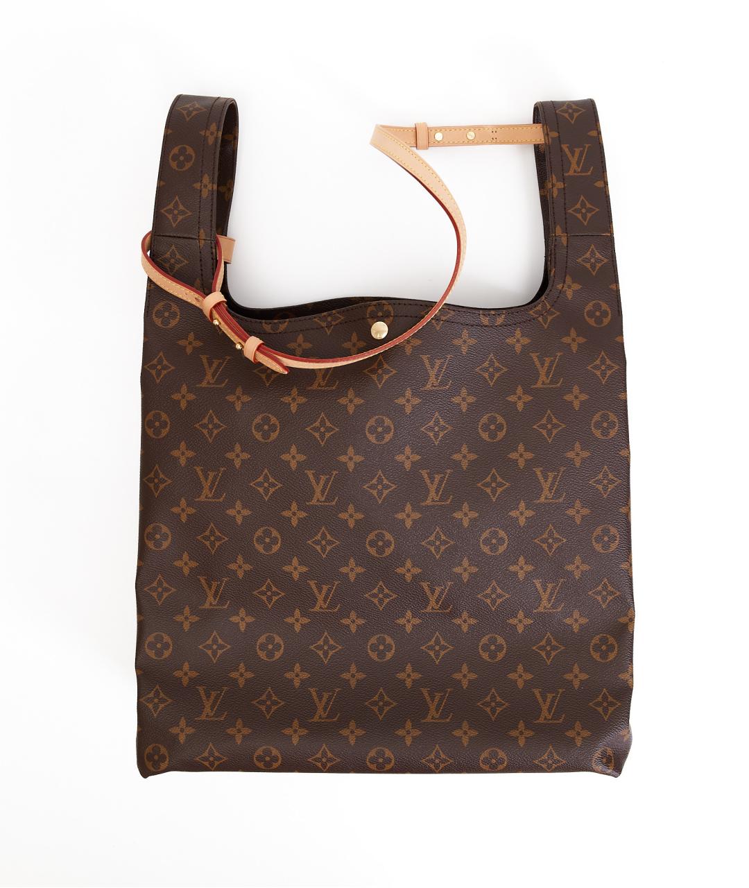 LOUIS VUITTON Коричневая кожаная сумка тоут, фото 2