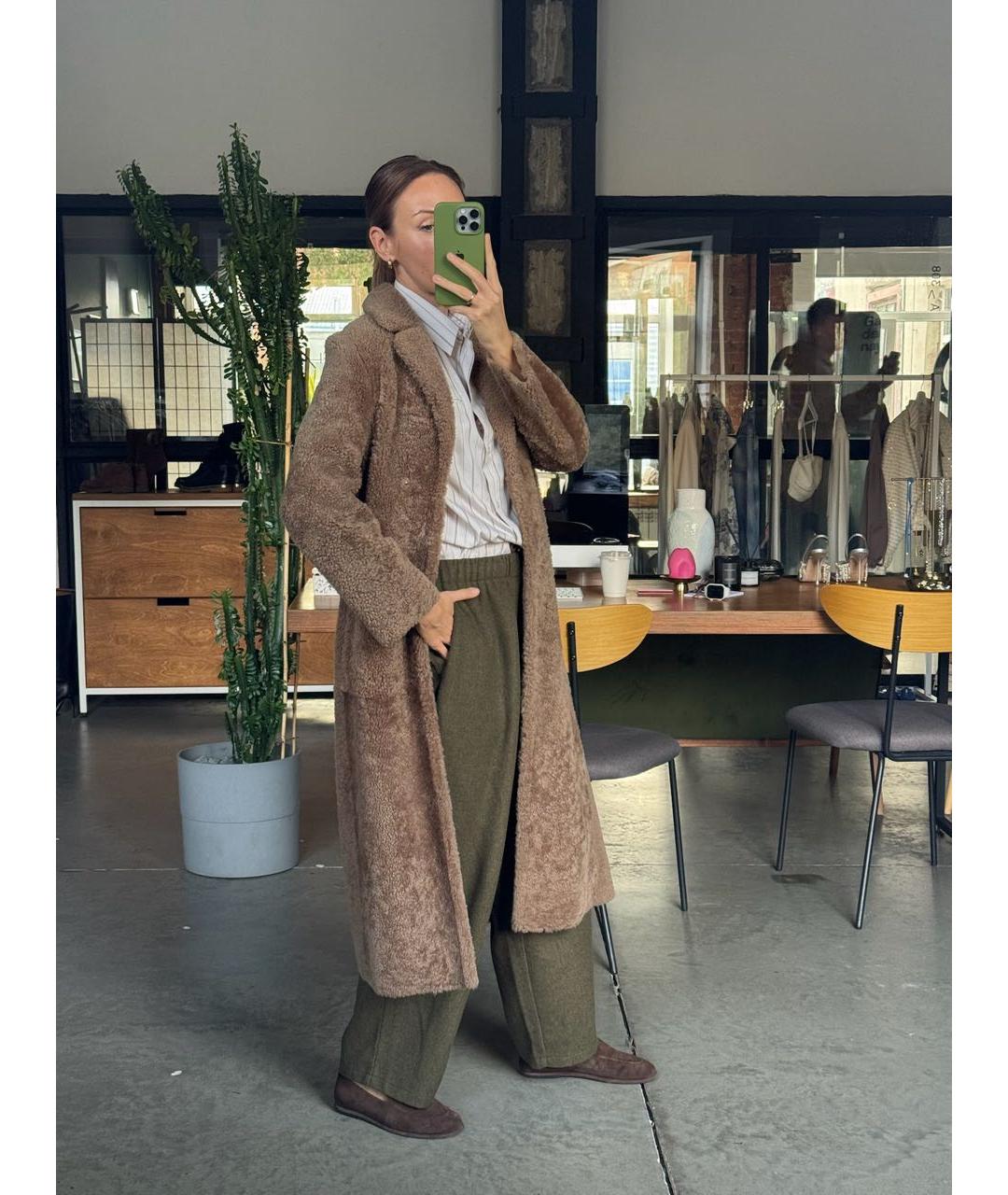 'S MAX MARA Коричневая шерстяная шуба, фото 3