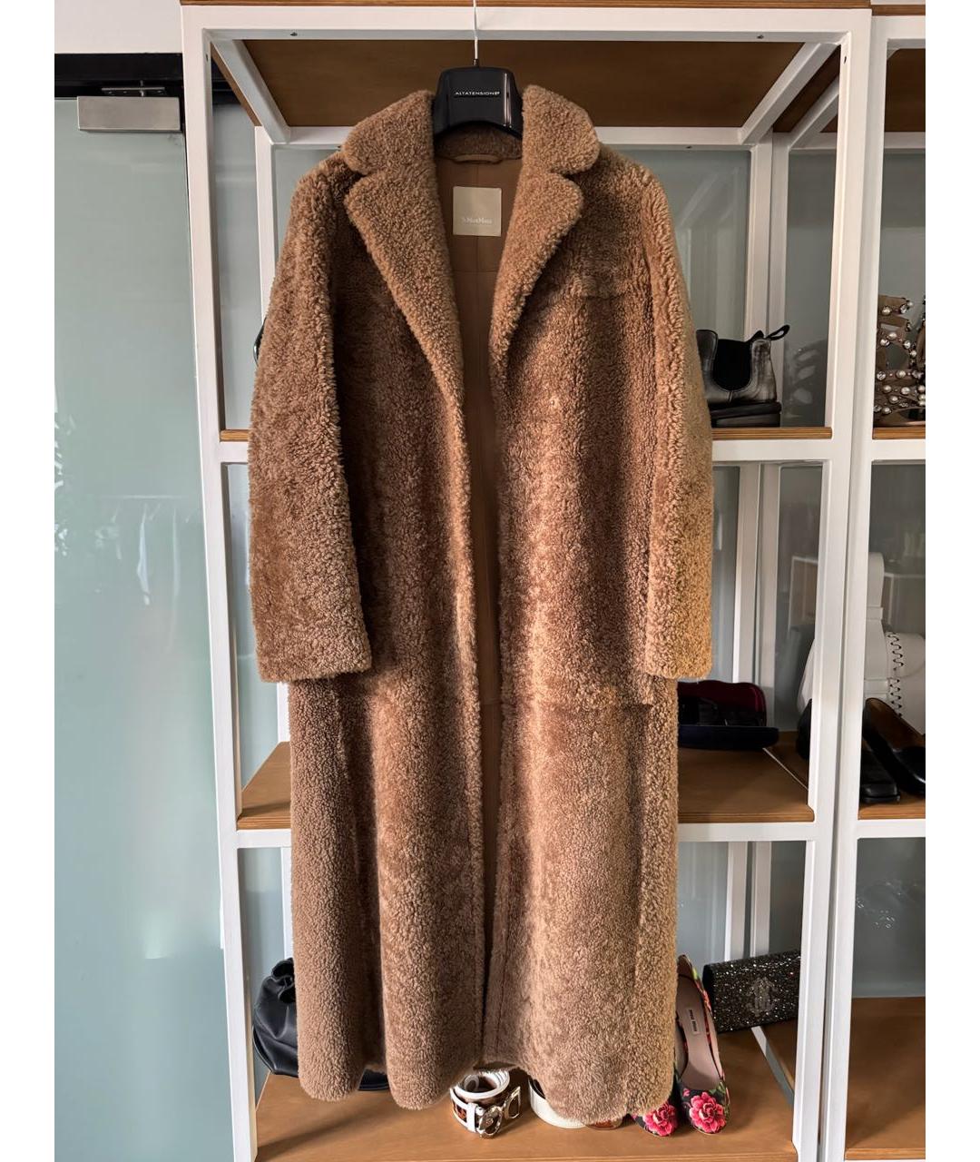 'S MAX MARA Коричневая шерстяная шуба, фото 5