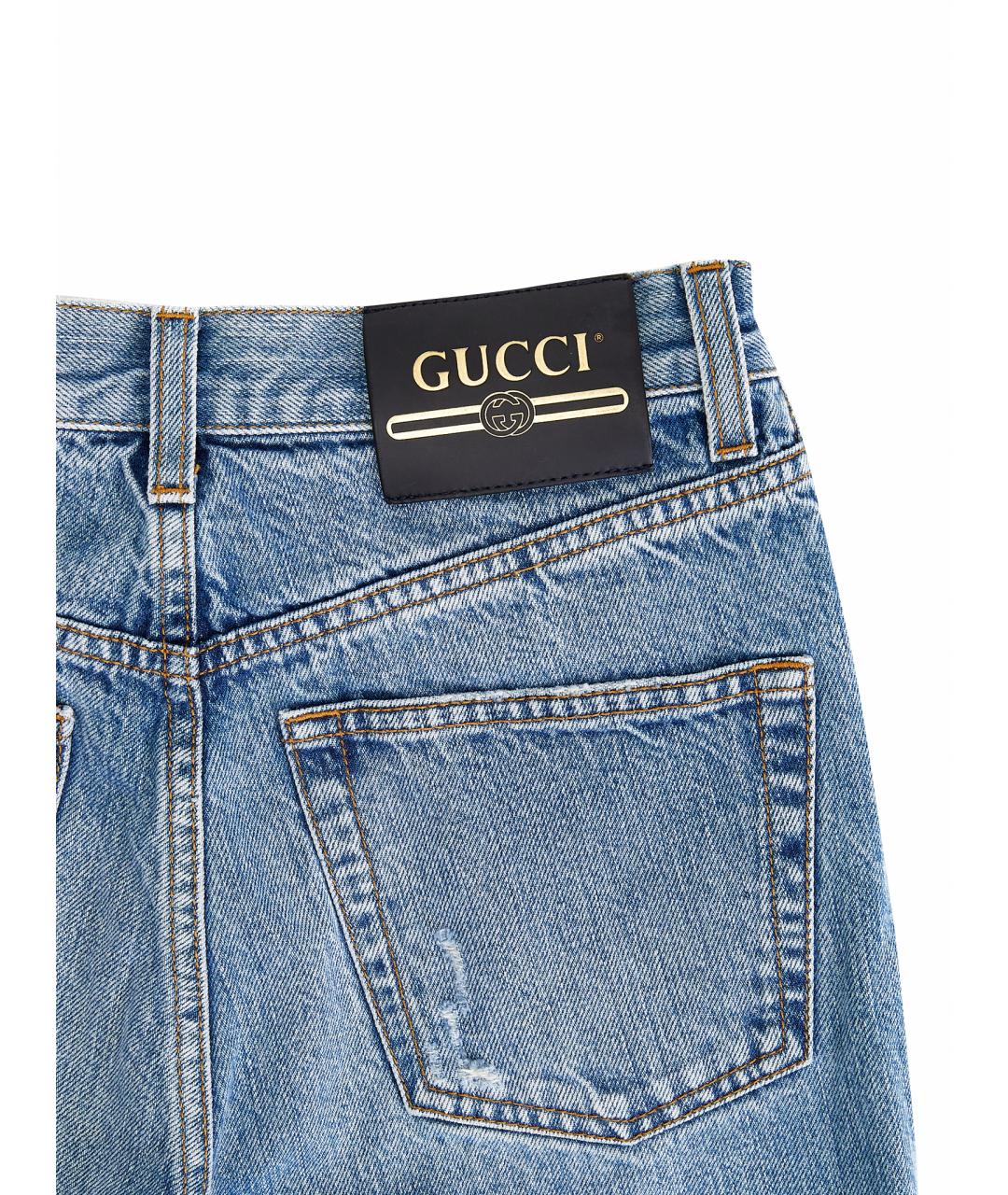 GUCCI Голубые хлопковые прямые джинсы, фото 8