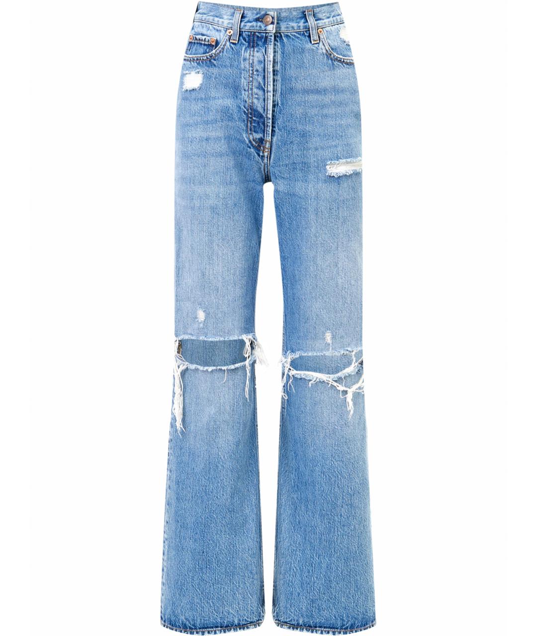 GUCCI Голубые хлопковые прямые джинсы, фото 1