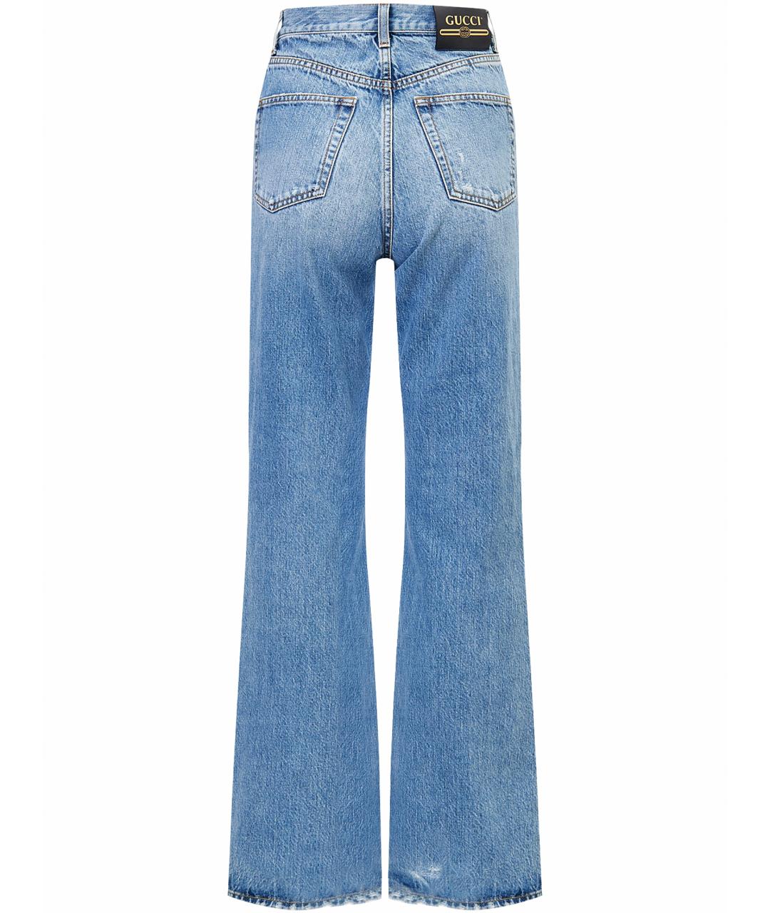 GUCCI Голубые хлопковые прямые джинсы, фото 9