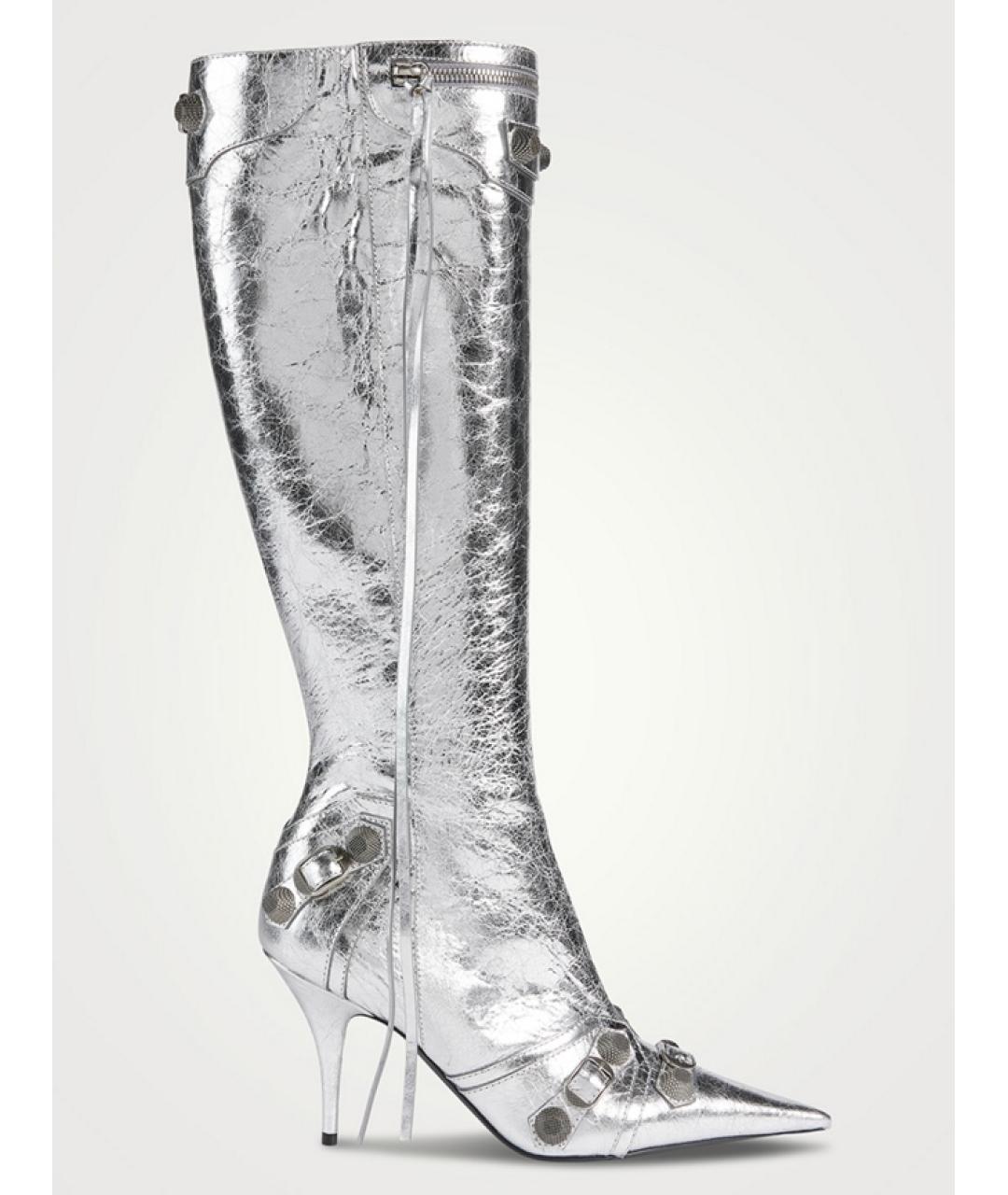 BALENCIAGA Серебряные кожаные сапоги, фото 5