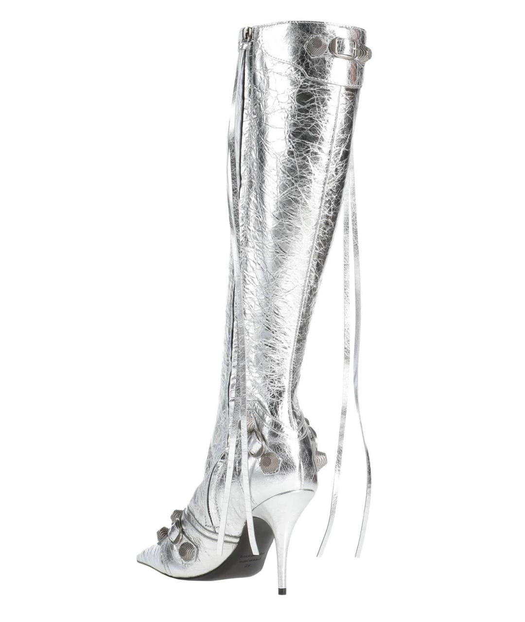 BALENCIAGA Серебряные кожаные сапоги, фото 4