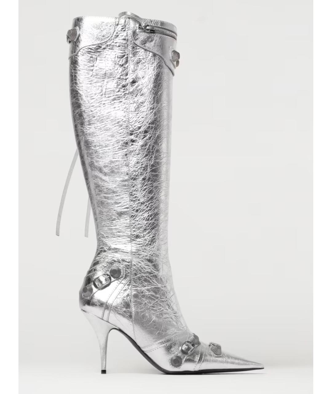 BALENCIAGA Серебряные кожаные сапоги, фото 9