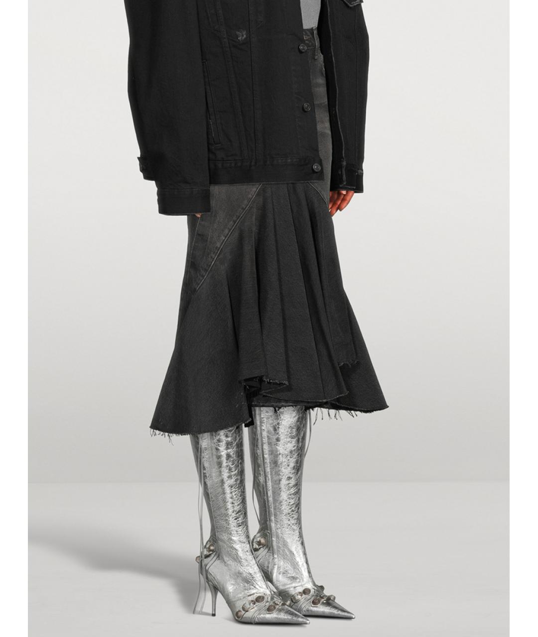BALENCIAGA Серебряные кожаные сапоги, фото 8