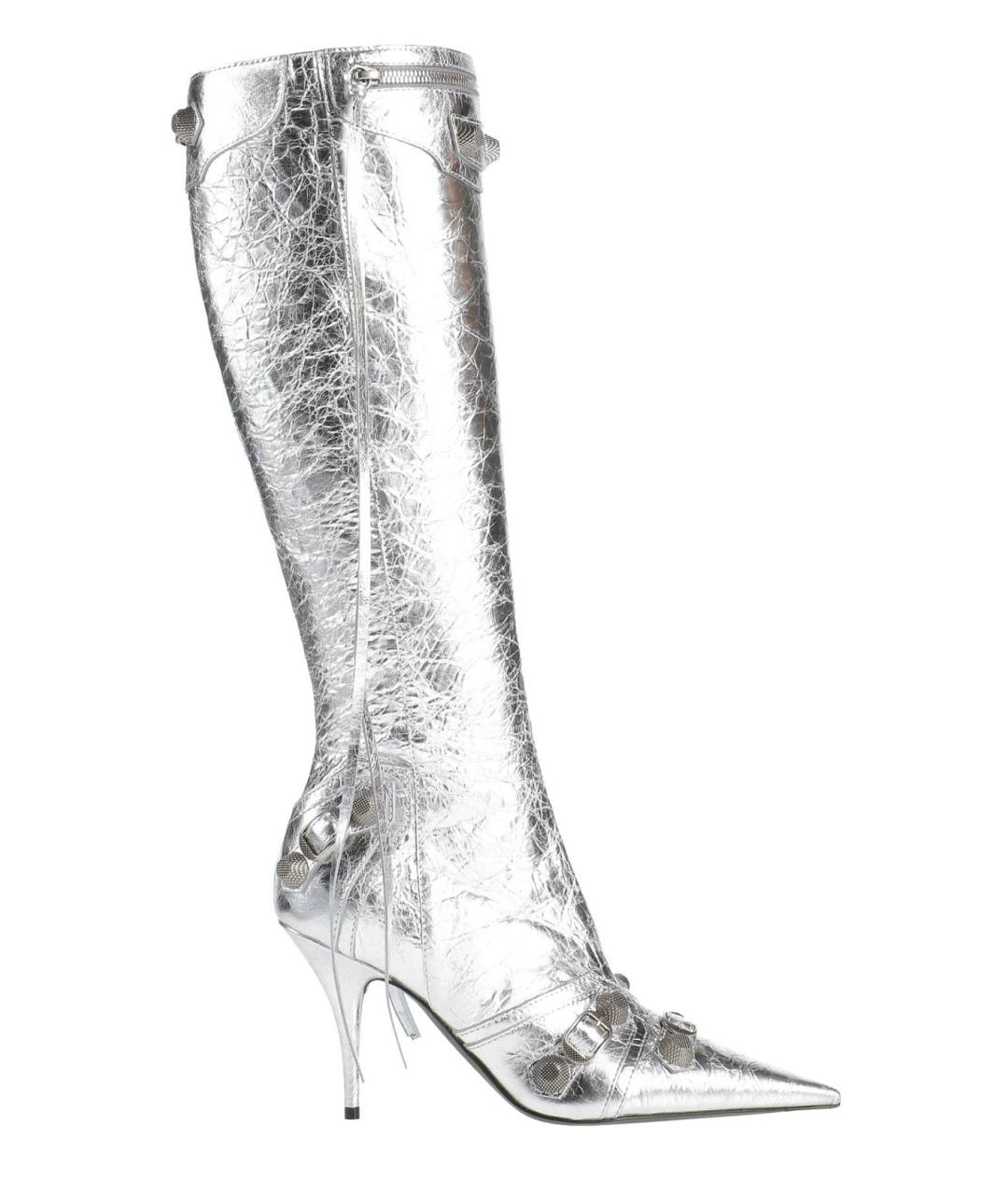 BALENCIAGA Серебряные кожаные сапоги, фото 1