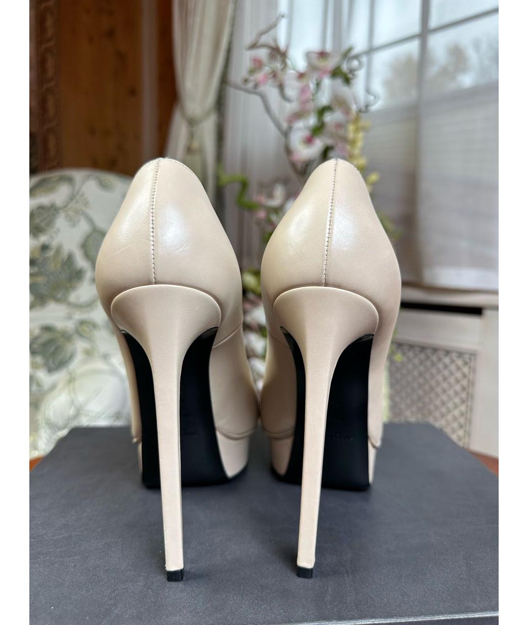 SAINT LAURENT Бежевые кожаные туфли, фото 4