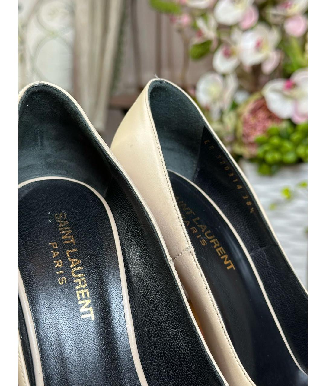 SAINT LAURENT Бежевые кожаные туфли, фото 7