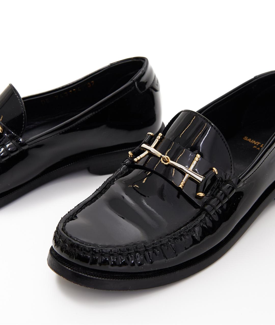 SAINT LAURENT Черные лоферы из лакированной кожи, фото 4