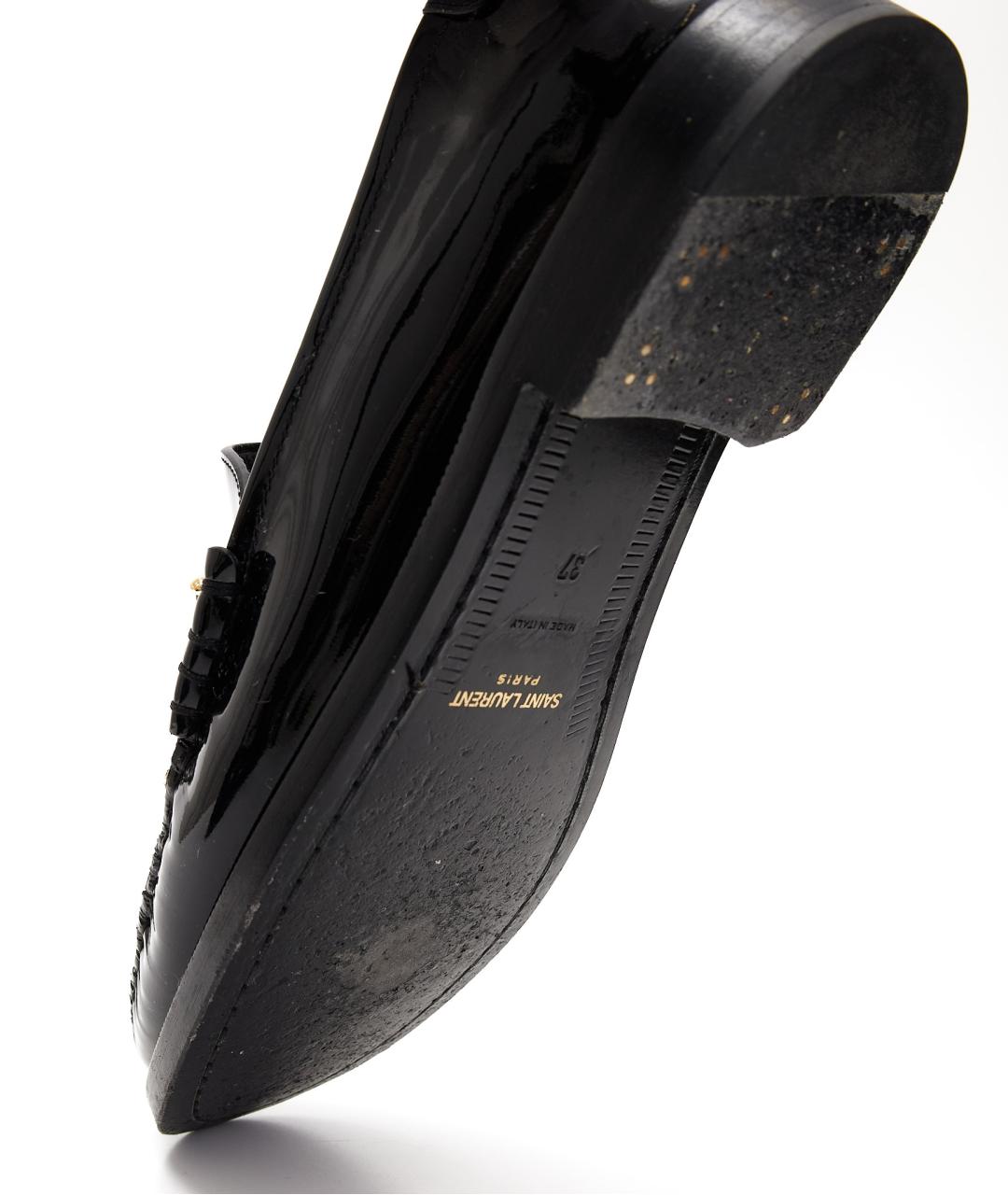 SAINT LAURENT Черные лоферы из лакированной кожи, фото 5