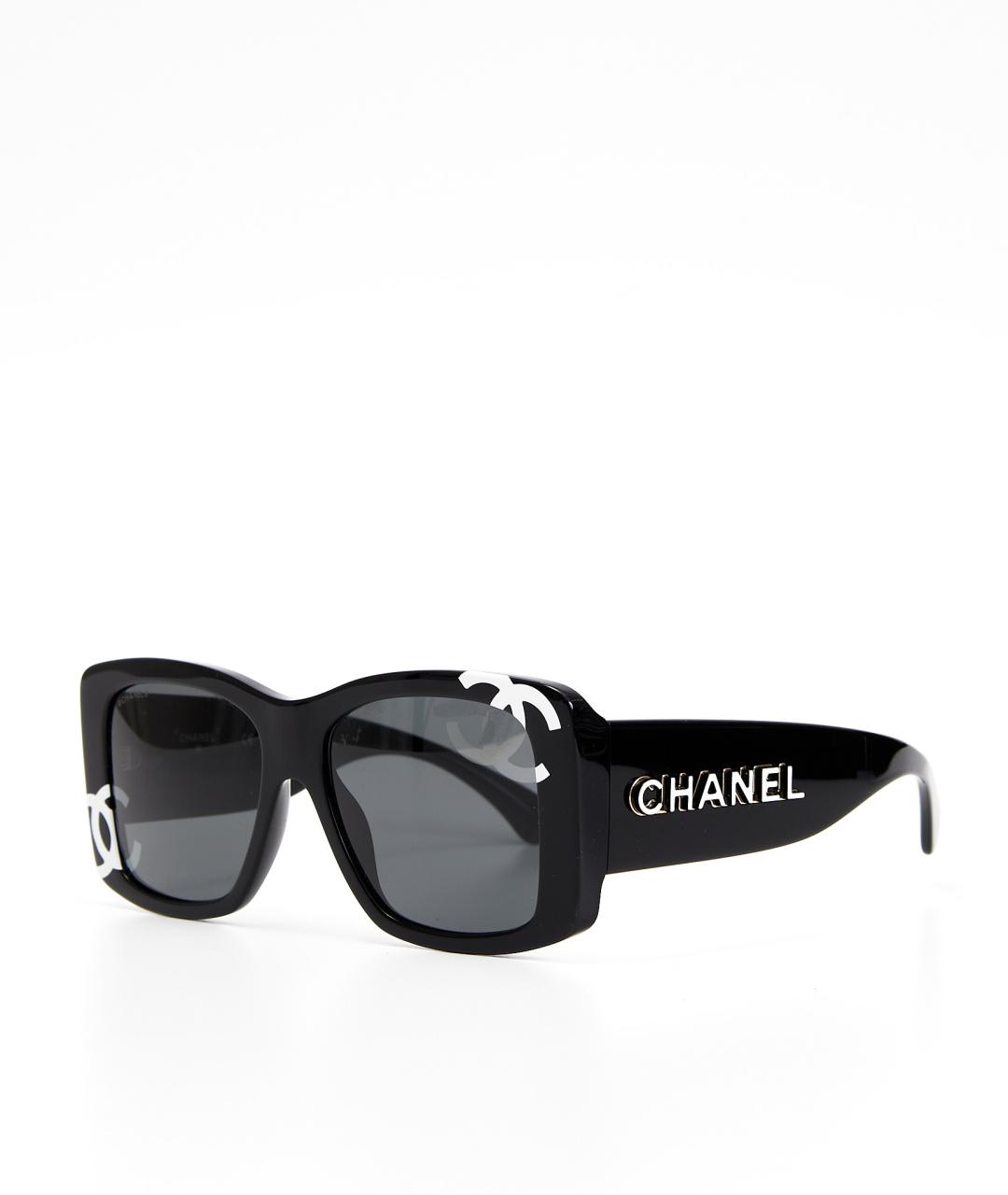 CHANEL Черные пластиковые солнцезащитные очки, фото 2