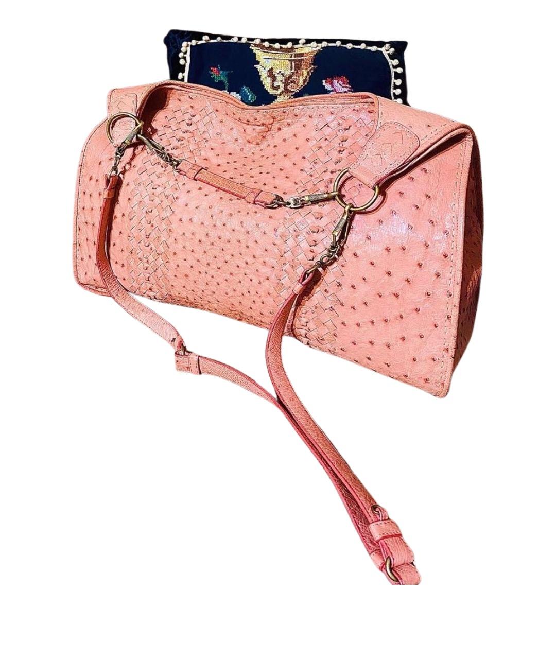 BOTTEGA VENETA Коралловая кожаная дорожная/спортивная сумка, фото 2