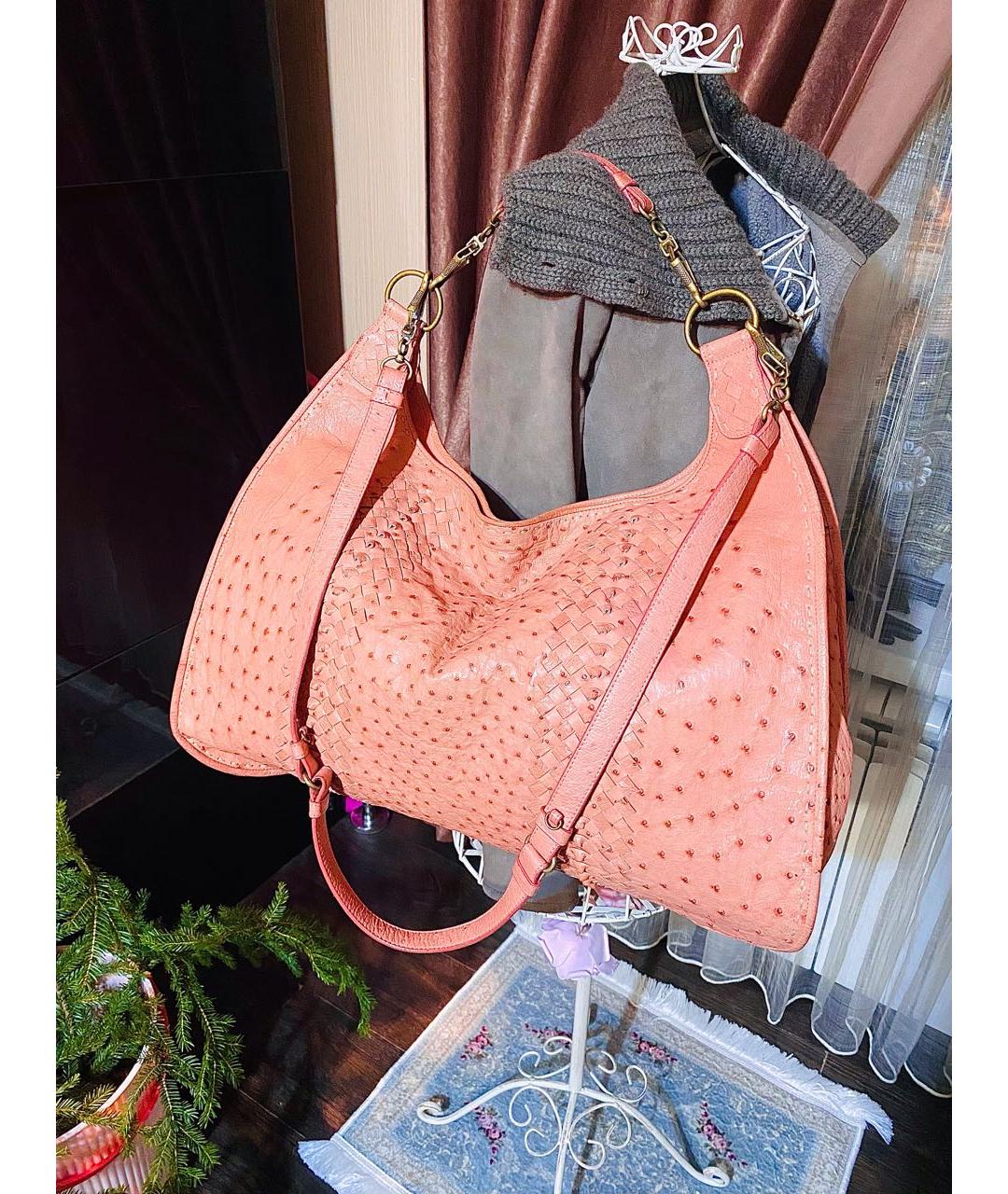BOTTEGA VENETA Коралловая кожаная дорожная/спортивная сумка, фото 3