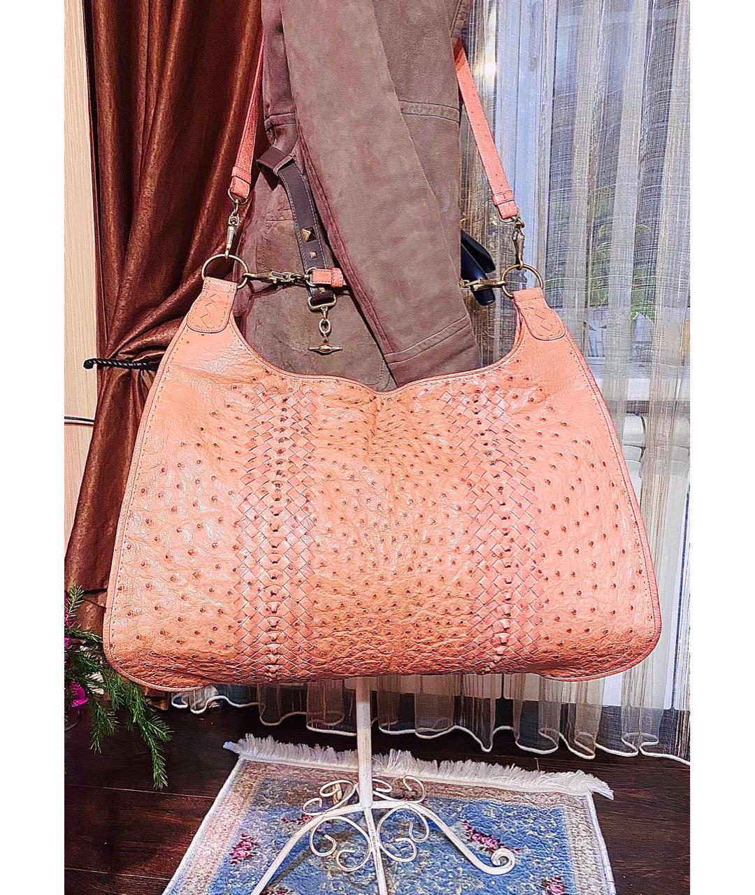BOTTEGA VENETA Коралловая кожаная дорожная/спортивная сумка, фото 6