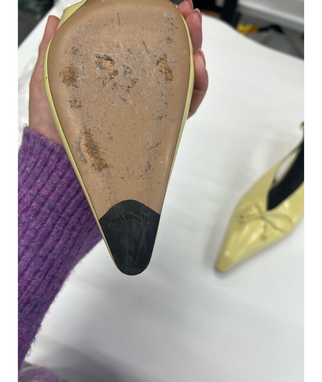 JACQUEMUS Желтые кожаные босоножки, фото 5