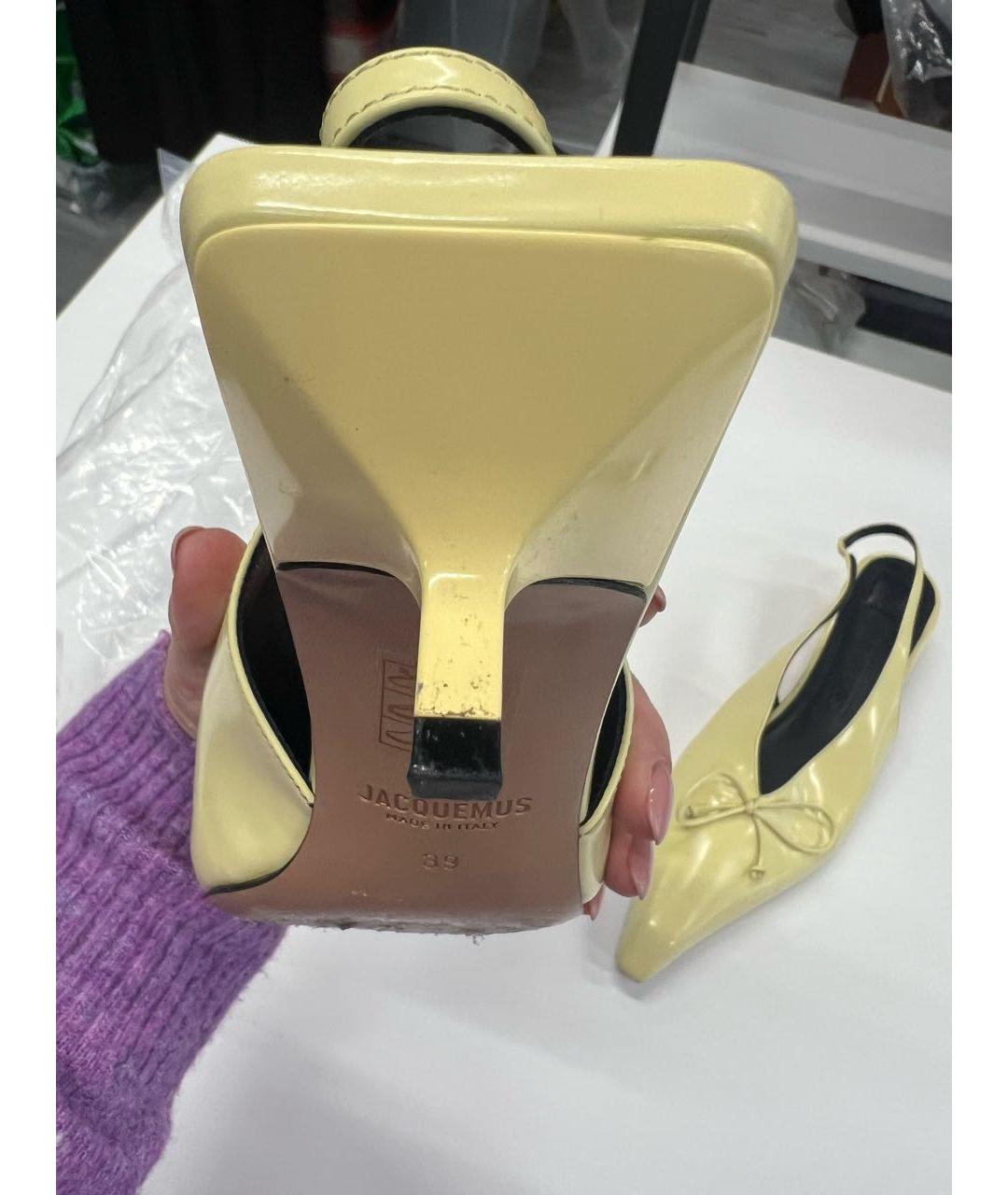 JACQUEMUS Желтые кожаные босоножки, фото 4