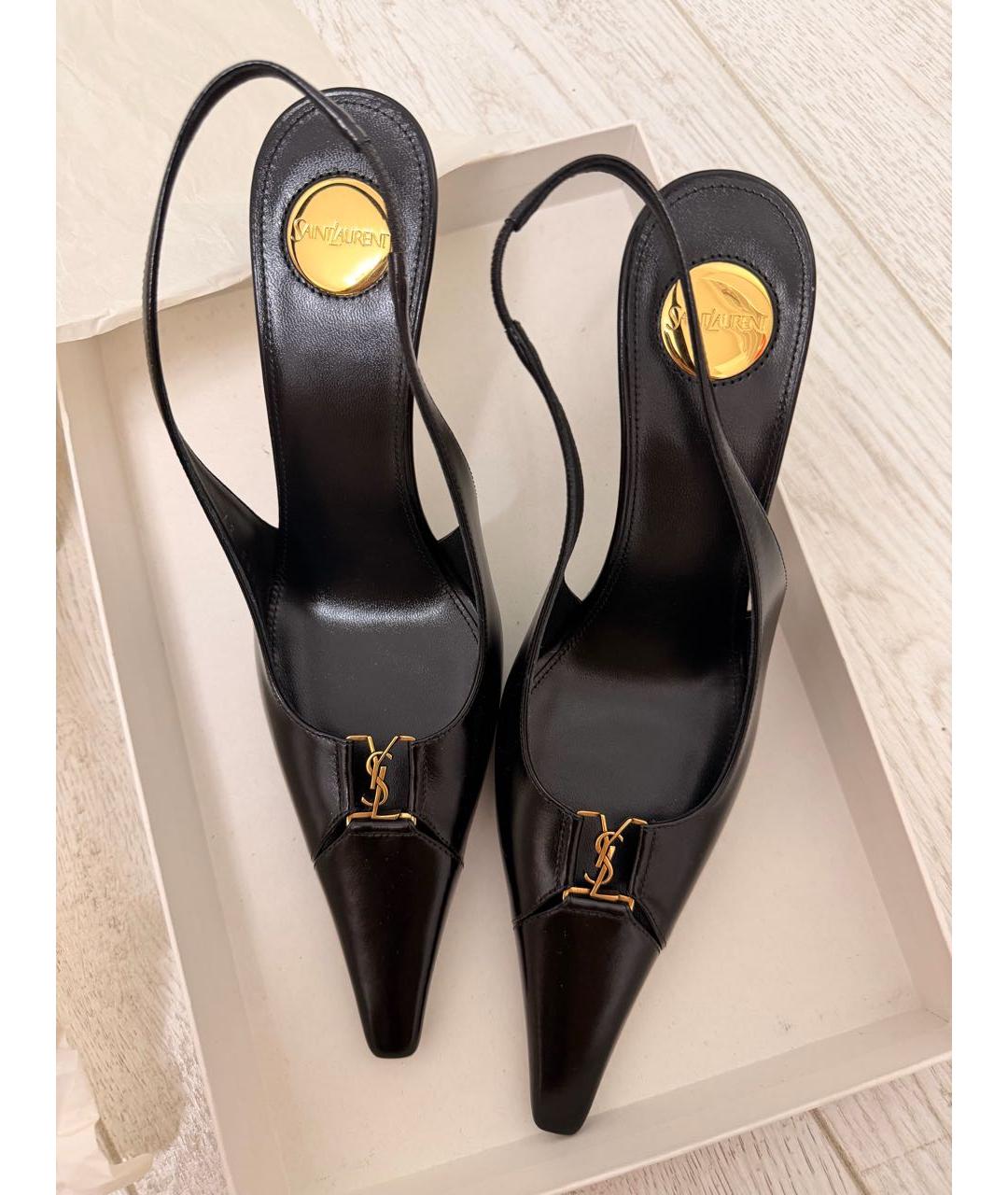 SAINT LAURENT Черные кожаные туфли, фото 2