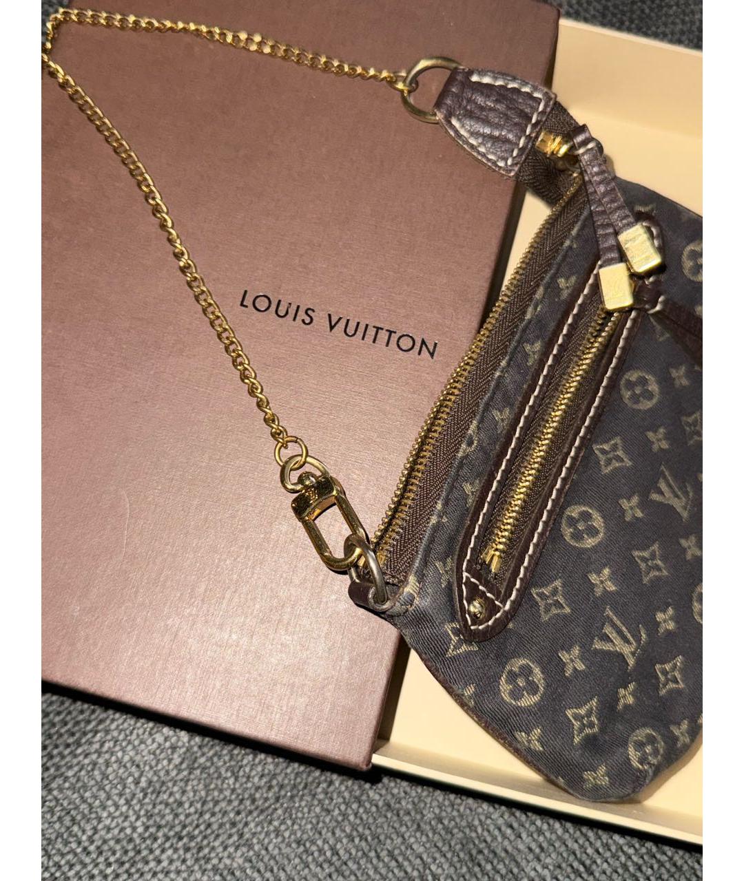 LOUIS VUITTON Коричневая деним сумка с короткими ручками, фото 5